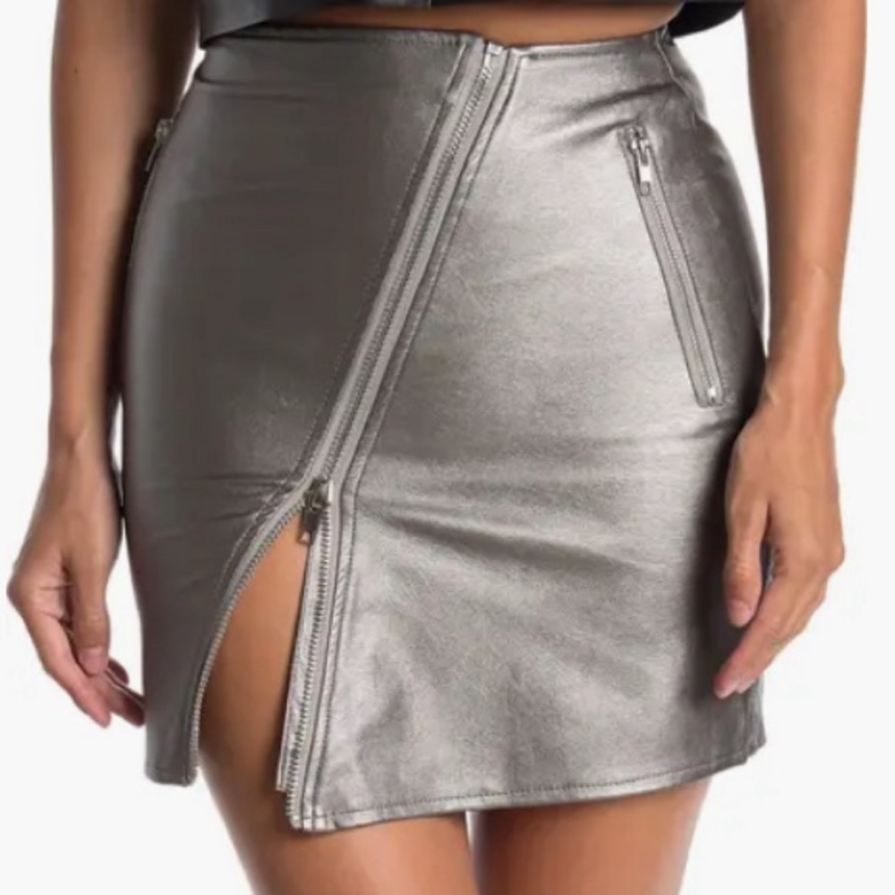 Silver Metallic Mini Skirt